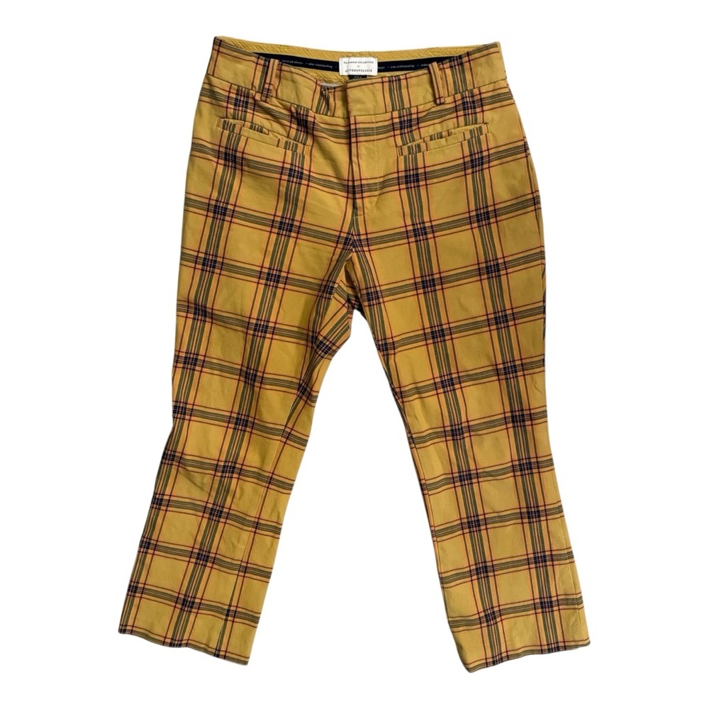 Anthropologie Maeve The Essential "Slim Kick Flare Plaid Pants Sz 6 - Picture 2 of 5